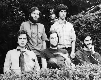 First Band. Portrait Blues, 1970. (left to right, top row: Mark Kaplan, Ralph Rosen - bottom row: Grayson Hugh, John Weber, David Stoltz.)