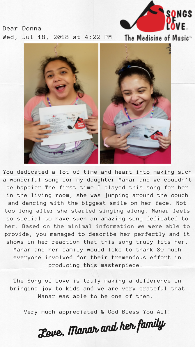 A thank you letter from the a parent