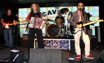 Bird Mancini Band at The Cavern Club, Liverpool, UK l-r John Bridge, Ruby Bird, Larry Harvey, Billy Carl Mancini