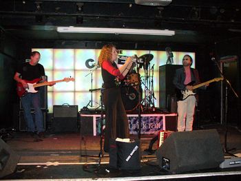 Bird Mancini Band at The Cavern Club, Liverpool, UK l-r John Bridge, Ruby Bird, Larry Harvey, Billy Carl Mancini