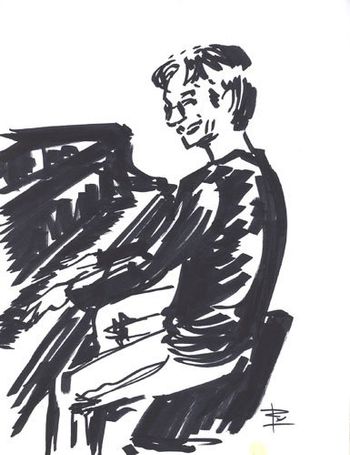 A drawing that local artist Ryl Mandus did of me while I was playing at Jazzy Bagels. http://www.voluta.com/contact.html