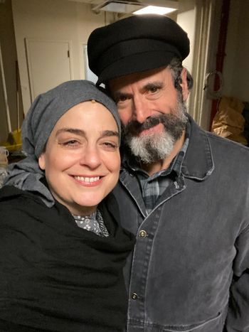 Backstage at the Off-Broadway production of "Fiddler on the Roof" in Yiddish on one of the nights I got to go on as Golde. (With the incomparable Steven Skybell as Tevye)