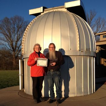 april_2017aa Honoring the Most Active Member, John Bolen, with a NASA Total Solar Eclipse pin and certificate 2017