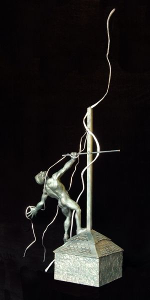 The Creature - Lightening Strike - 002 Sculpture for "La Creatura" exhibition Who is the Creator - Dr. Frankenstein or God - Bronze Sculpture
