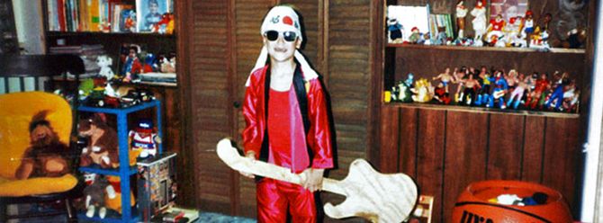 In my toy room (circa 1988). Outfit inspired by Axl Rose.