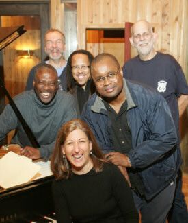 Jamie Broumas Session: l-r: Steve Williams (dr) SR (p) Jamie (voc) Michael Bowie (b) Charlie Young (sax) Bill Goodwin (producer)