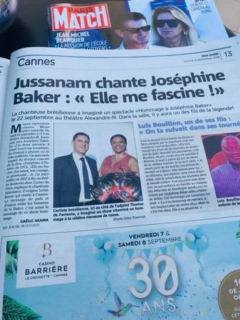 Nice Matin Newspaper Jussanam with the Secretary of Culture of Cannes and Luis Bouillon Baker, Josephine Baker's son