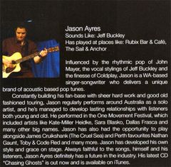Jason Ayres singer songwriter pop rock original music perth WA Australia John Mayer Jason Mraz Chasing Ghosts acoustic theatre arts drum media west australian review menu magazine x-press mag