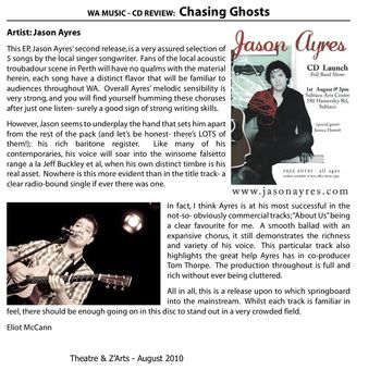 Jason Ayres singer songwriter pop rock original music perth WA Australia John Mayer Jason Mraz Chasing Ghosts acoustic theatre arts drum media