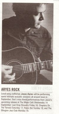 Jason Ayres singer songwriter pop rock original music perth WA Australia John Mayer Jason Mraz Chasing Ghosts acoustic theatre arts drum media west australian review menu magazine x-press mag