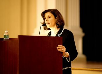 MMandel Professor Dr. Maud Mandel of Brown University Addresses the crowd gathered for her lecture "Is Fraternity Possible: Muslim-Jewish Relations in Contemporary France, History and Reflections"