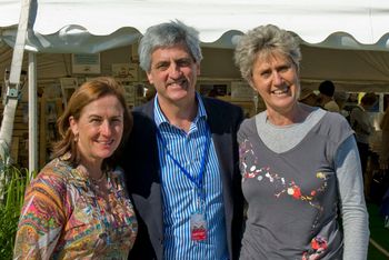 With cousin Richard de Crespigny of QF32 fame and wife Coral at the Byran Bay Writers Festival after being on a panel together