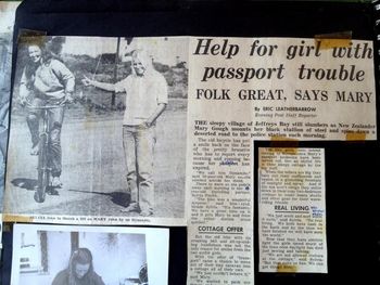 Well Mary certainly knew how to get into the local rag (Evening Post)...just let your Visa expire... and the 'pretty brunette' (as she is described) would ride on her trusty old bike ('named 'dynamite) to the police station each day until it was all sorted out....."the fun of travelling"....awesome!!
