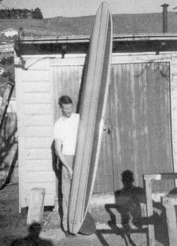 Dennis Quane from christchurch...1960..not bad for his first board!!!!! Man that looks like my first Quane that i bought in '63....a lot of surfers in the north bought quane boards thru that period!!! popular boardmaker up here!