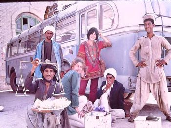 Mike Rouw (legs brother) Travelling overland to Europe early ‘70s in Afghanistan. Mikes dear cousin in red top doing it with her friend. Favourite photo.! cousin sadly not with us theses days RIP