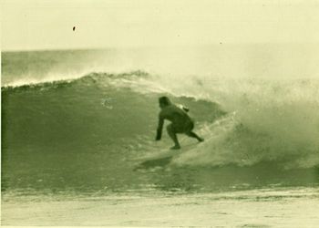 Clive (Smart) sittin in the sweet spot on a Sandy Bay wave...autumn of '70 on his day Clive could be a standout!!……Clive fairly screaming along here!!...had that powerhouse 'crouchy' style