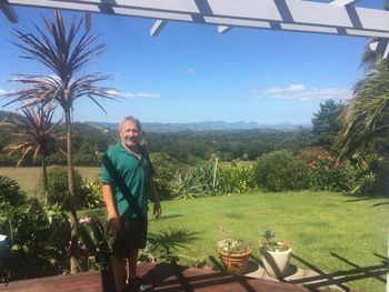 still got that cheeky loveable grin..Herman Ducrot & the view from his porch...Maunu..Whangarei 2014 Hermans got a big plan to move to Whananaki soon...those old guys just dont give up do they!!!......Herman still rips Whananaki...i think thats what he said...or was it the tidal rips he was talking about...can't remember..Ha!!