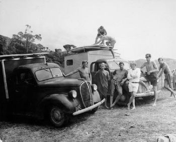 Mimiwhangata ..summer of '66 there's those classic old cars again 1946 ford and Chevy ....surfers unknown...maybe you recognise someone!!!!