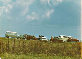 next day a few of the locals turn up...nice Autumn day at Raglan 1973.....' Holdens and Veedubs.....the typical 70s surf wagons....