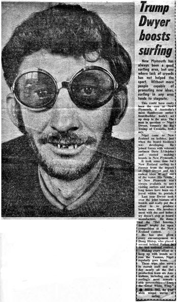 on our way through New Plymouth....Autumn of' '68..... 'Toes' ...the great white winged warrior of surfing...Ha!!!...one of those unforgettable characters of the '60's