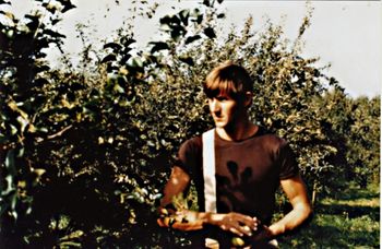 Phil Cooney and Brick Taylor did a surf trip to Europe & Morocco in '67... very early days for that sort of travel ...Phil picking apples in Kent England.....