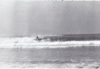 'Coonskins' (Mike Cooney)...on a beautiful 'Wreck Bay' peeler...summer of '68 This photo was taken right out in front of our 'woody'....was like this every day for 6 weeks...amazing!!