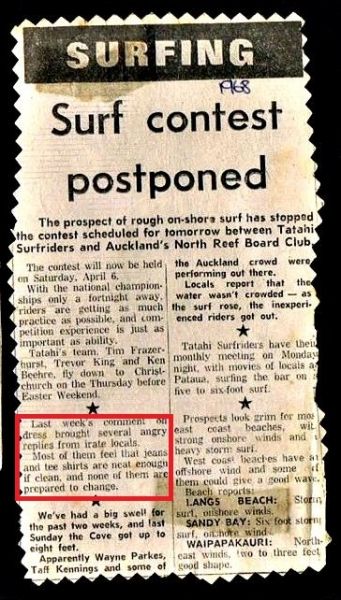 Massive change on the clothing front too...... Northern Advocate April '68....We just wanted to wear jeans and t shirts all the time, but society thought that was inappropriate......Levi's and Lee jeans were becoming common surfie attire!!!