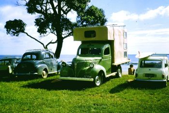 'Clive' (written on the top of roof).... very cool surf wagon.....Billy Player checking out the small swell at Sandys