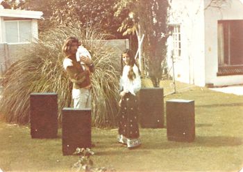 Mike and Paula with number one....'Bree' I had a little garage then that i use to make a few bucks building stereo systems and speaker cabinets....oh ...the hippie life...we were all into something....here we are at a place called 'Newlands' (where the super 15 rugby is played)...Capetown