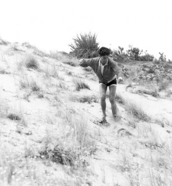 little later ....Ocean Bch summer of '63 When the surf was flat we got into sandboarding...Mike King Flying...Ocean Bch.....awesome fun times!!