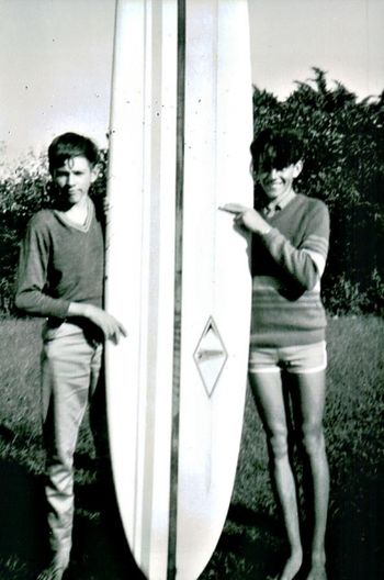 and there was Tony Kivell and Derek Brott..... Havin fun and learning to do some surf stuff at Ocean Bch Northland 1964