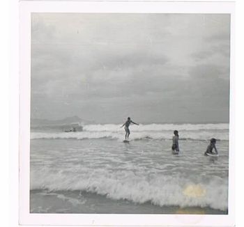 1960 Waipu cove Harold Watson Harold also with that smooth goofy-foot style...by the way, they made their fins out of plywood ( with fibreglass over it)...we thought we were really being innovative at Supersession in 1970 when we started to make ply fins Ha!!!!!