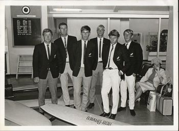 The Bob Davies crew looking excited about life.... Bob...Peter fitzsimmons...Doug Hyslop...Taff...Wayne and Allan Byrnes....1968