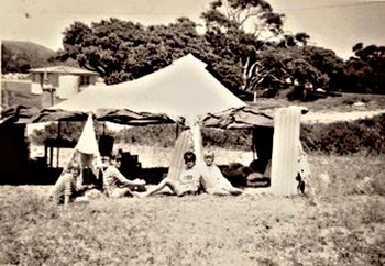 the girls camping at Pataua...summer of '68... Julie Bryan....Pauline....Chic...and Julie Monkhouse having a lazy day in '68...how cool....looks like a surf lilo there too....surfing on lilo's was awesome....George Greenough made an art of it....