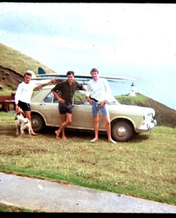 ...and another trip up north!!...Max Atkins...Colin Coutts..& Paddy Kelly ..Cape Rienga.. Most of us started heading up to the top and finding new surf-spots around the Northland coastline in '67
