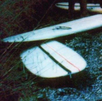 1963 Wayne Huttons kitset Dunlop board that he built In the summer of '63..Dunlop produced a kitset surfboard.....they gave you a blank, fibreglass, resin and fin...and you built it yourself ...we put the coloured stripes on with some paint sprayed on the blank!!!! fun times..resin everywhere!!