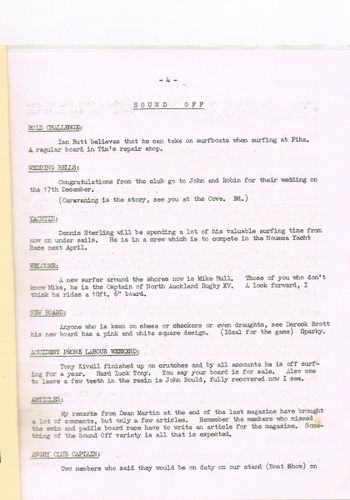 John & Robin getting married!!!!!!!! Dennis Sterling in Noumea yaught race.....apparently accident prone... are John Bould & Tony Kivell