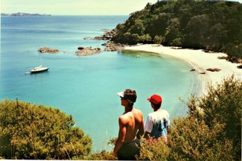 see!!... 1990.....just looks the same....awesome beautiful beach.. Greg and Ollie Tattersfield having a gander....
