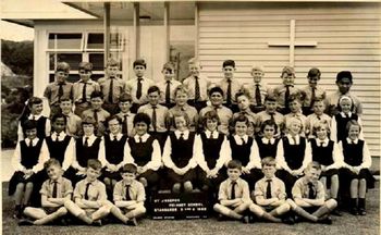 I think this might be the early 60s... Boys second row down....Herman Ducrot 4th in from right...Kevin Price 2nd in from right...Eamon Hamilton bottom right....cutie poo's!!.....all surfed and traveled together in later years ....very cool!..