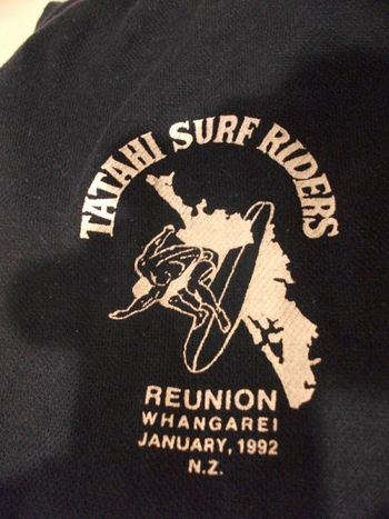 Tatahi boardriders reunion decal 1992... I reckon we should have a reunion every 25 years...what do you reckon!!...that means were due for another one in 2017...and then 2032...Tui will only be 106..probably still surfing too..Ha!!