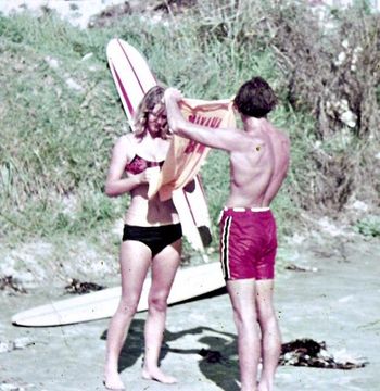 Well, this is certainly Ainsley (Knight)....getting ready for a Tatahi comp heat... ..the Knight family was also another prominent Whangarei family who sadly lost their elder surfing brother Brett (to a melonoma) in recent years....a great family...