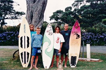 Whangarei surfers.....schoolastic champs 1990 ......kristy langridge.... max haag --- ailsbury (kaitaia) jamie langridge (RIP)
