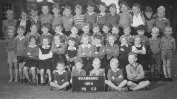 DONT FORGET TO USE 'NEXT' (top right of photo) ...1954 Whg primary Ian Mclean top row 3rd from right Quite a handsome little devil..isn't he!! ha..broken arm and all!!....do you remember those old school days...pretty similar all over NZ....uncomplicated days..