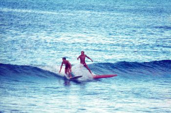 Local Northland boy..Greg Alach on the red board Greg had that unique straight legged...wide stance approach....if you've ever seen any footage of Greg Noll surfing....well....all Gregs surf the same...Ha!!...and Mr Noll is famous!!!!