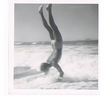 Terry skylarking Waipu Cove...Bream Bay Northland ..1960 I'de have to say that this borders on the impressive...don't you think!!! 1960........my whole 55 year surfing career...iv'e never been able to do that...have you?.... (your probably thinking 'why would i want to'!...Ha!)