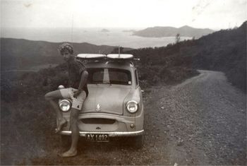 'Bob Dylan' Dick Robinson and Billy Pritchard take a cruise up to Matauri Bay...summer of '65 check those golden blonde lockes!!!