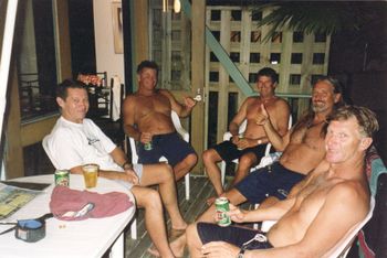 the WA boys .....Geoff, Graham and Waipu regular Peter Dunn (futherest away) and boys.....Noosa Festival 2005