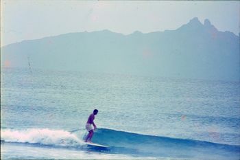 Chris Frazerhurst sittin pretty on a nice little Waipu summer wave...1965 ...Chris...one of the pioneers of Northland surfing...