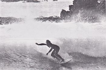 Mourecess....winter of '71.... Ian Attwood on a nice little right hander in the corner...we were surfing here since '65 and man...didn't we love the isolation of the place.....