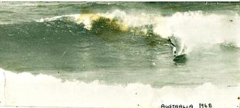 mike on a fairly sizeable day at Angourie.... Most of us dropped into all the different spots up the coast when we went to Aussie in the 60's....i remember staying at Angourie in some cool old blokes cabin with other surfers!!! very groovy time...Ha!